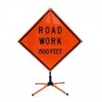 Roll Up Sign & Stand - 48 Inch Reflective Road Work 1500 Feet Roll Up Traffic Sign